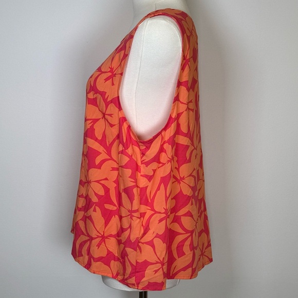 J. Crew Sleeveless Tropical Hawaiian Top Orange And Pink Women’s Size Large - Picture 3 of 7